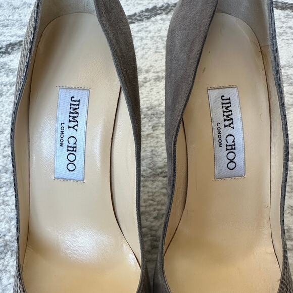 Jimmy Choo Grey Suede & Snakeskin Pumps Size 38 - Picture 8 of 14